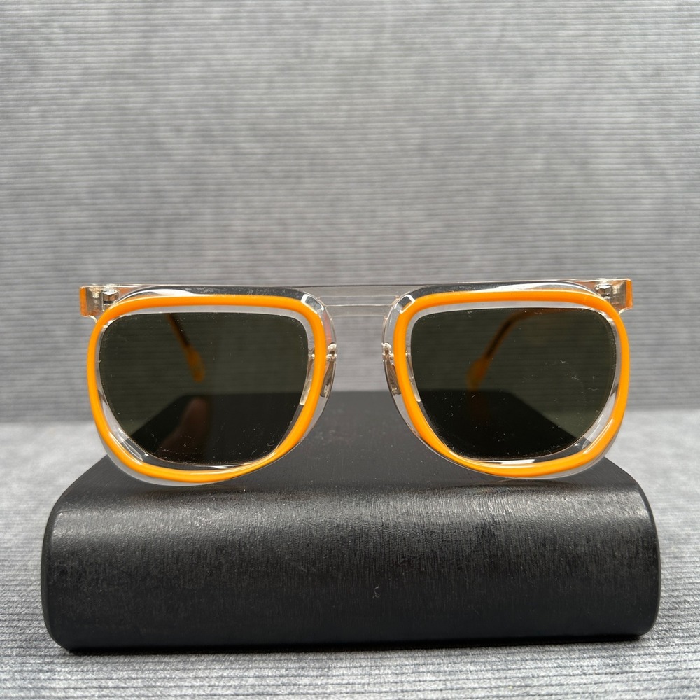 Dzmitry Samal Paris Xavier Orange Clear Square Y2K Sunglasses Handmade in France